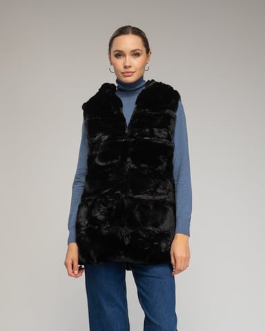 Leather vest with hood