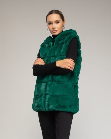 Leather vest with hood