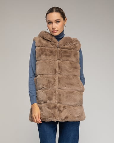 Leather vest with hood
