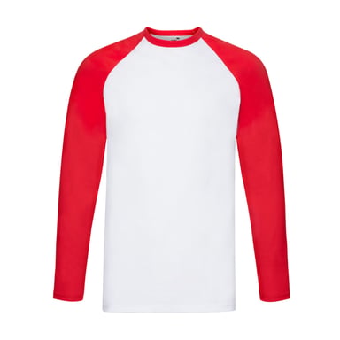 Fruit of the Loom Unisex Volwassenen Contrast Honkbal T-shirt met lange mouwen (Wit/rood)
