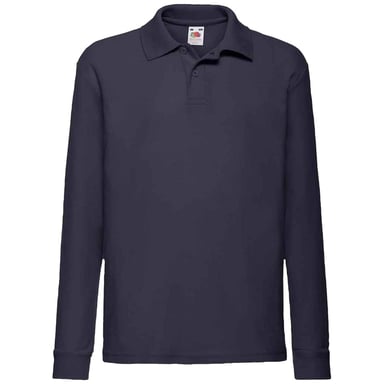 Fruit Of The Loom Childrens/Kids Long Sleeve Pique Polo Shirt (Deep Navy)