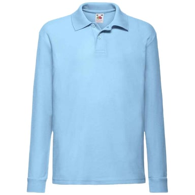Fruit Of The Loom Childrens/Kids Long Sleeve Pique Polo Shirt (Sky Blue)