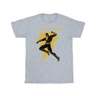 DC Comics Girls Black Adam Golden Bolt Chest Cotton T-Shirt (Sports Grey)