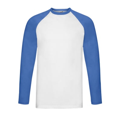 Fruit of the Loom Unisex Volwassenen Contrast Honkbal T-shirt met lange mouwen (Wit/royaal blauw)