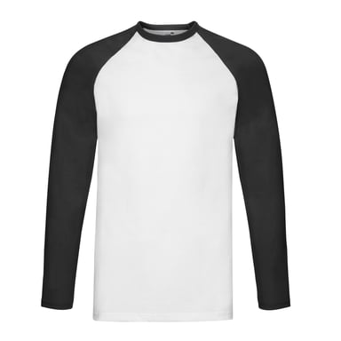 Fruit of the Loom Unisex Volwassenen Contrast Honkbal T-shirt met lange mouwen (Wit/zwart)