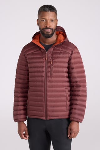 'Henry II' Men's Down Padded Jacket Water Resistant Hooded Puffer Winter Coat Burgundy