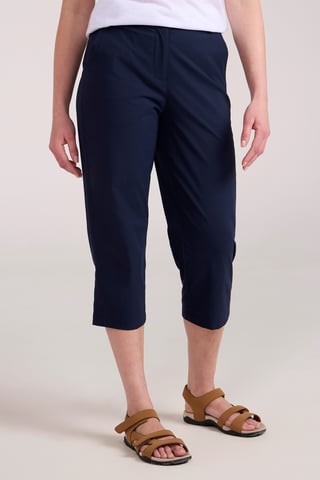 'Delta' Women's Capri Pants Stretchy Sun Protection Trousers Navy