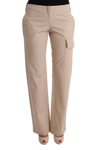 Beige Straight Leg Casual Pants