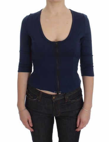 Exte Zipup Blouse Three Quarter Sleeves
