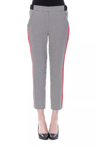 Cropped Houndstooth Pants Red Side Stripe