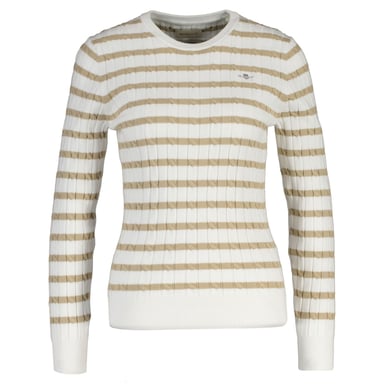 Gant Stretch Cotton Cable Stripe C-Neck Knitted Jumper