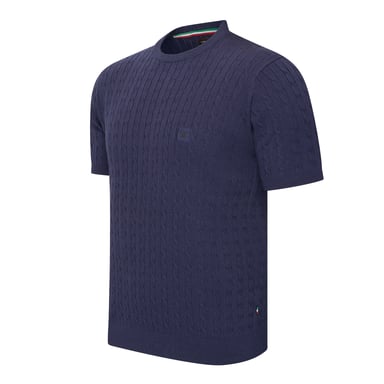 Cappuccino Italia Tee SS Loreto Cable Knit Tee Blue