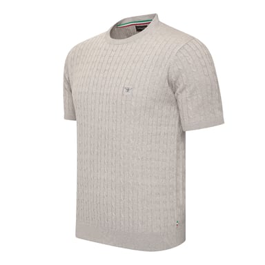 Cappuccino Italia Tee SS Loreto Cable Knit Tee Grijs