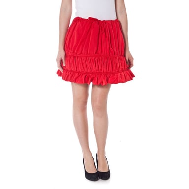 Red Ruffle Mini Skirt
