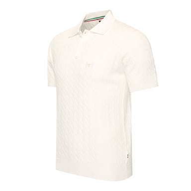 Cappuccino Italia Polo SS Caorle Cable Knit Polo White
