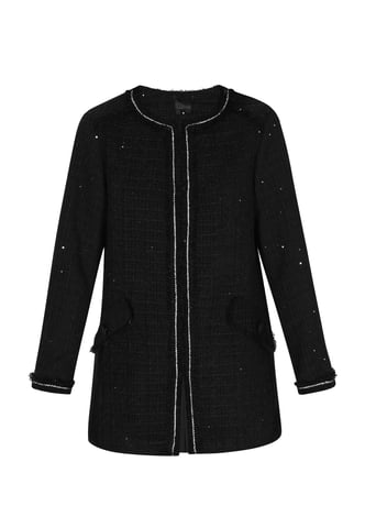 Dreimaster jas vrouwen zwarte glitter