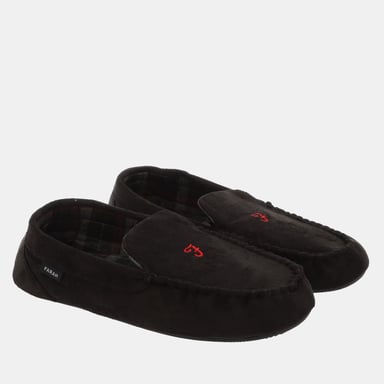 Men's Farah Nicken Moccasin Slippers in Black