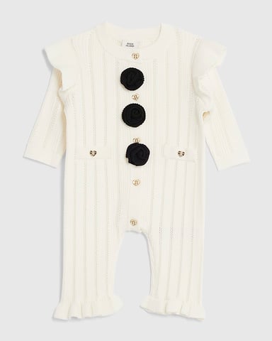 River Island Baby Girls Romper Cream Pointelle