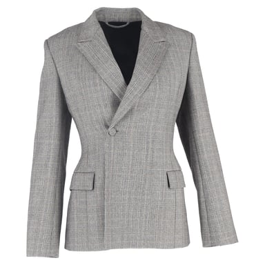 Balenciaga Prince Of Wales Checked Blazer in Grey Wool