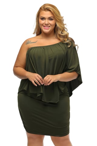 Plus Size Offshoulder Jurk