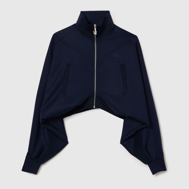 Women's Lacoste Cropped Full-Zip Sweatshirt in Navy