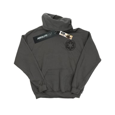 Star Wars Mens The Mandalorian Galactic Empire Insignia Breast Print Hoodie (Charcoal)