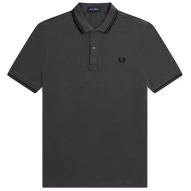 Fred Perry Mens Double Tipped Collar Polo Shirt (Black/Grey)