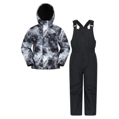 Mountain Warehouse Childrens/Kids Polar Zone Printed Jacket & Salopettes Set (Dark Grey)