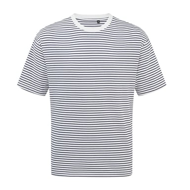 Premier Unisex Adult Utility 2.0 Contrast Striped Oversized T-Shirt (Navy/White)