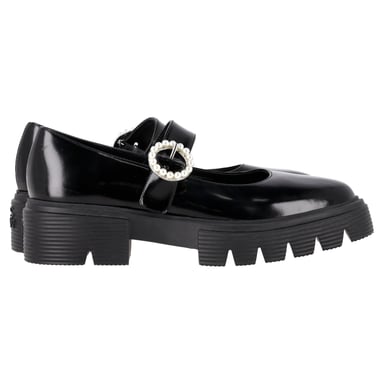 Stuart Weitzman Nolita Plattform Mary Janes i svart lackläder