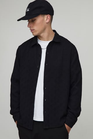 Regular Fit Jacquard Collared Shirt