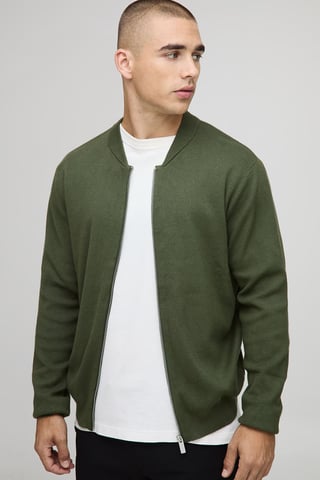 Regular Fit Smart Knitted Bomber Jacket