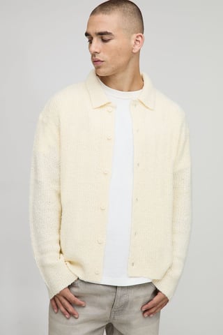 Boxy Fit Brushed Knitted Shirt