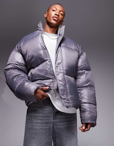 ASOS DESIGN oversized puffer jacket in grey