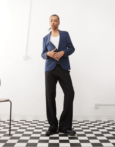Twisted Tailor Ellroy suit jacket in navy co-ord