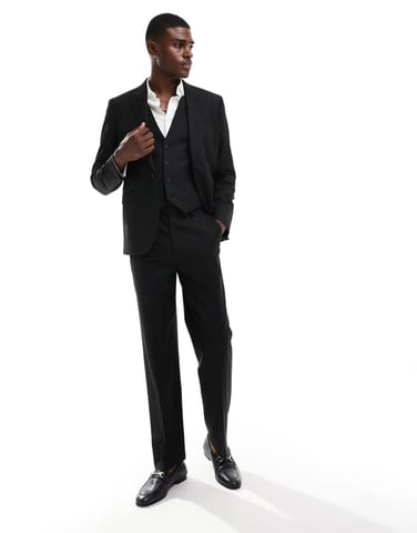 ASOS DESIGN regular fit kavaj i ull i svart