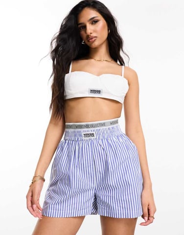 Weekend Collective boxer short with elastic waistband in blue stripe
