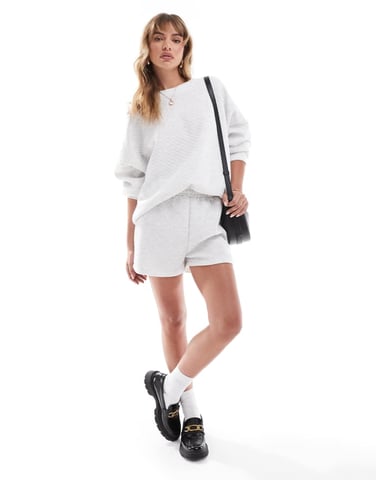 ASOS DESIGN quilted sweat shorts co-ord in grey marl