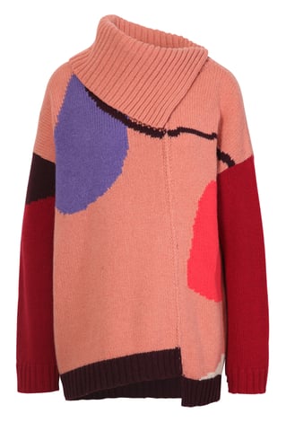 Roll-Neck Pullover, Color Blocking