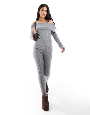 In The Style knitted leggings co-ord in grey