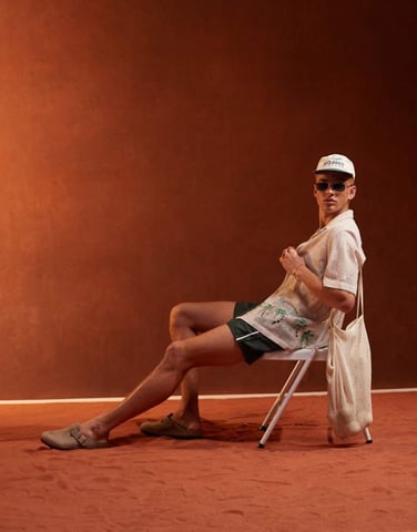 ASOS DESIGN avslappnad krage stickad skjorta med broderad palmboksrand