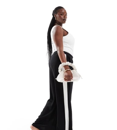 Yours stripe side trousers in black