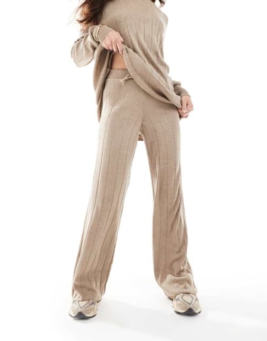 ONLY wide leg knitted trousers co-ord in sand