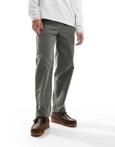 ONLY & SONS loose fit cord trouser in grey green