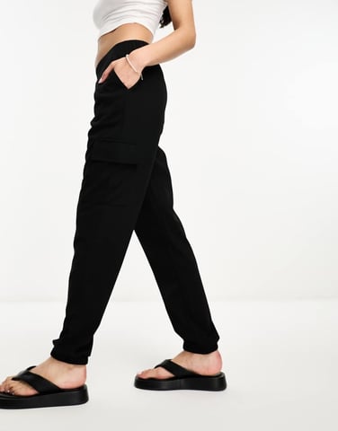 JDY cuffed cargo trousers in black