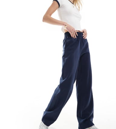 Vero Moda Tall wide leg pull on trousers with elasticated waist in navy