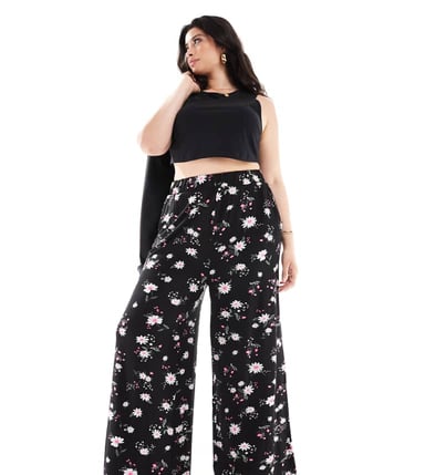 Yours wide leg trousers in daisy print
