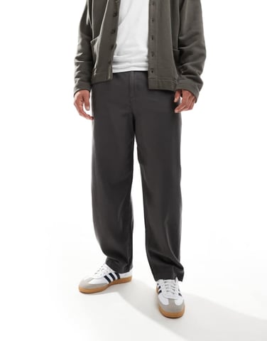 Selected wide fit pleated trouser in grey