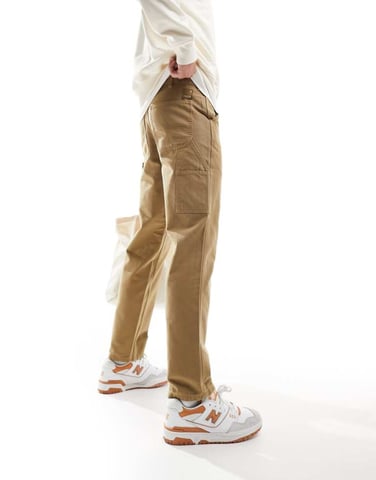 Jack & Jones loose fit carpenter trousers in beige