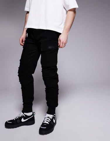 Sixth June utility cargo trousers in black